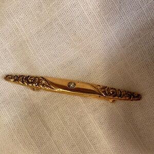 Avon Gold Brooch with CZ Accent